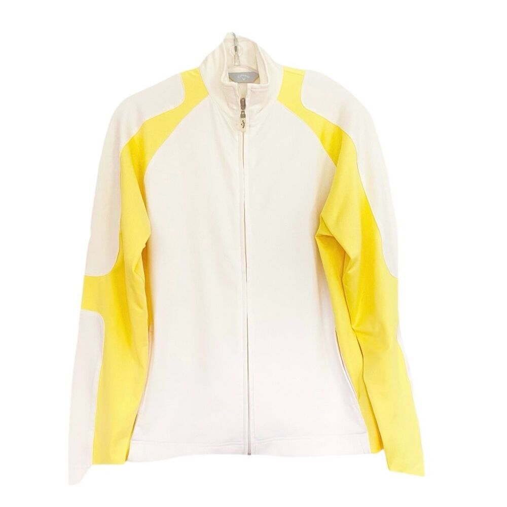 Callaway Full Zip White/Yellow Sweatshirt Sz M